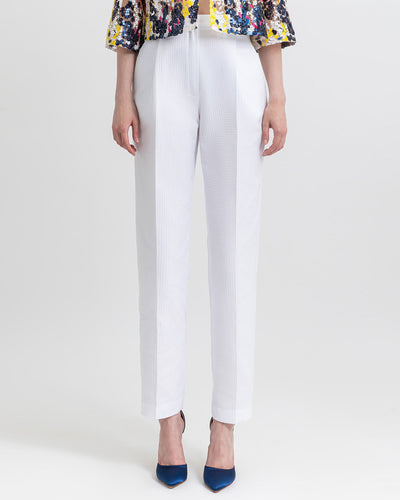 A straight cut white pants.
