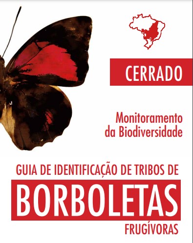 Imagem parcial de uma borboleta e o mapa do Brasil com o bioma cerrado em destaque