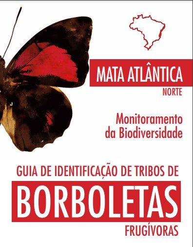 Imagem parcial de uma borboleta e o mapa do Brasil com a parte norte do bioma mata atlântica em destaque