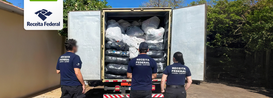 Foram apreendidas cerca de 3,4 toneladas de vestuário contrafeito.