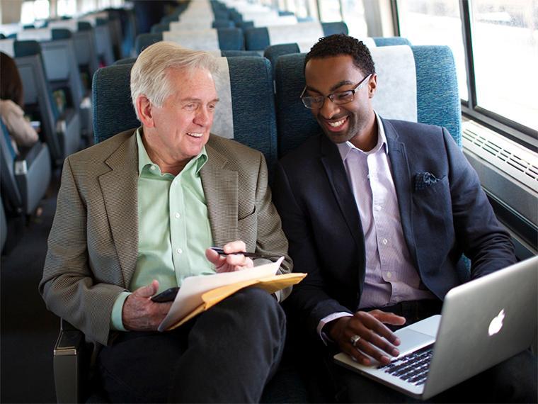 businessmen on train