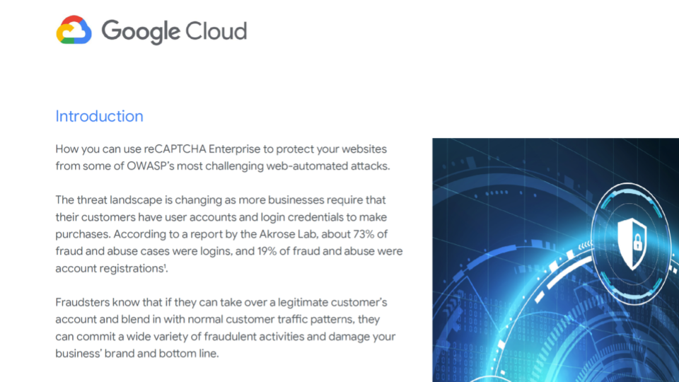 Los 10 casos de uso principales para que reCAPTCHA Enterprise se defienda de los ataques automatizados web de OWASP
