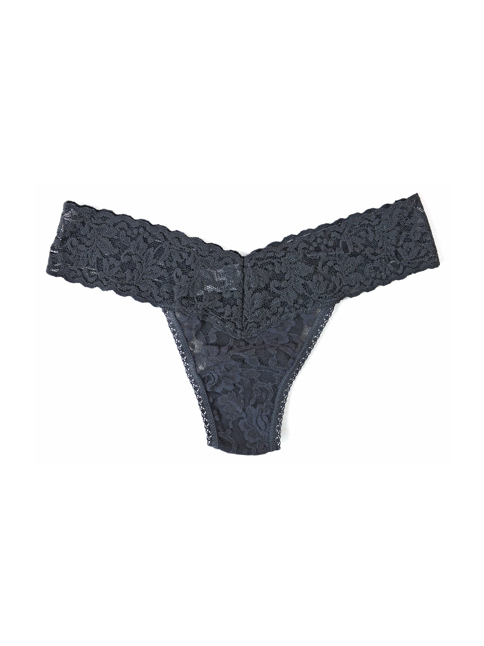 Petite Size Signature Lace Low Rise Thong-GRANITE-Hanky Panky