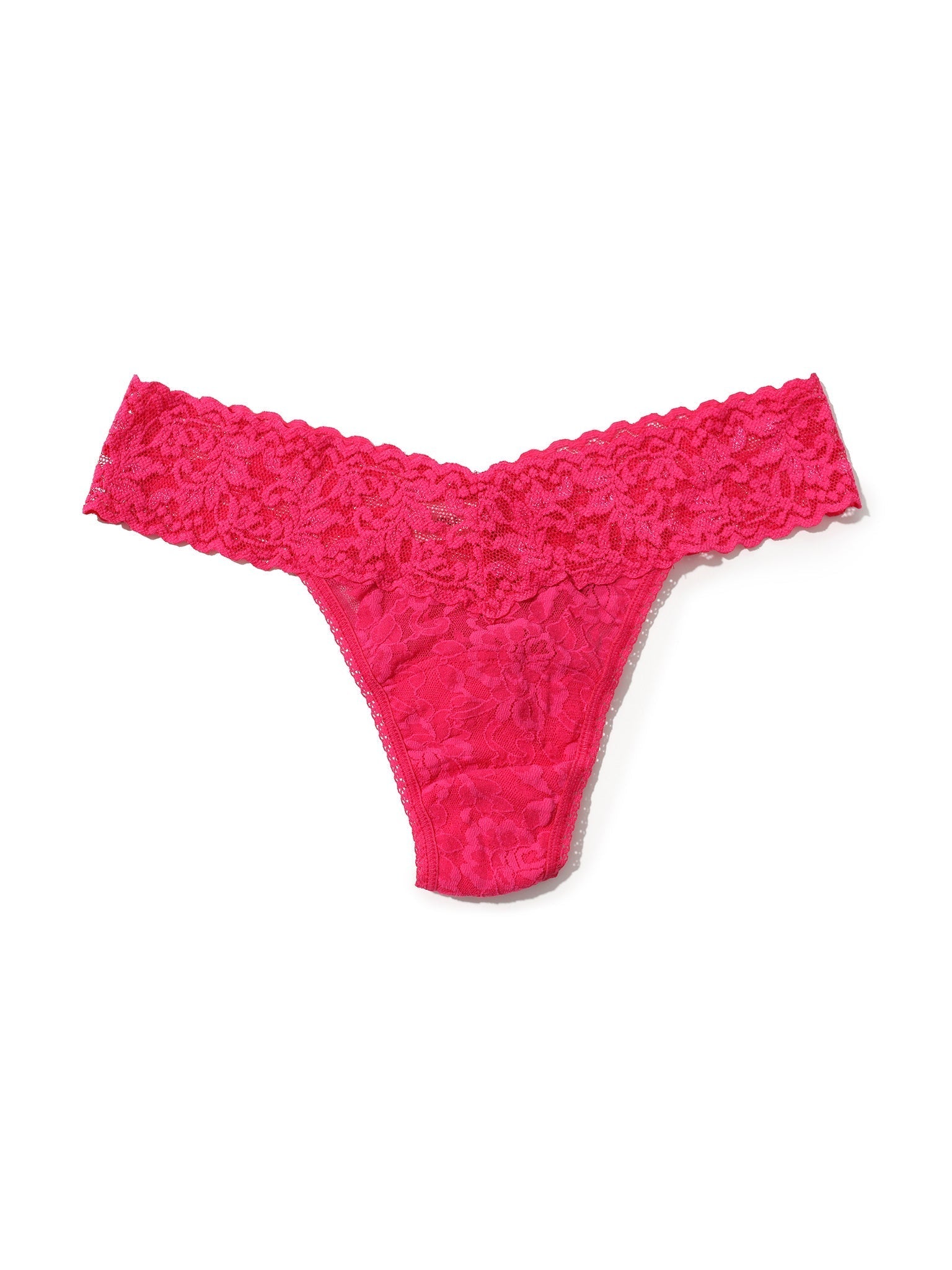 Petite Size Signature Lace Low Rise Thong Morning Glory Pink