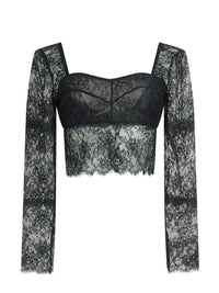 Prabal Gurung Eyelash Sweetheart Top Black Sale