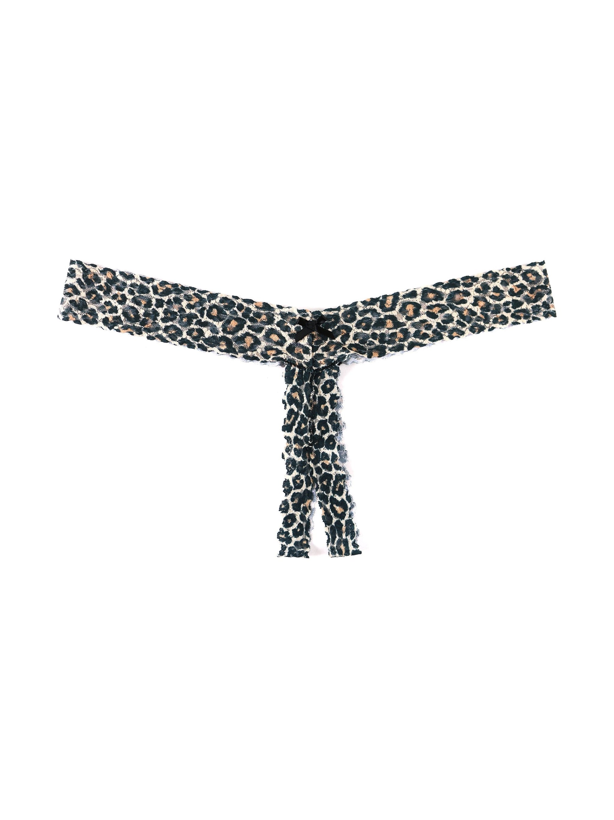 Plus Size Classic Leopard Signature Lace Crotchless Thong-CLASSIC LEOPARD-Hanky Panky