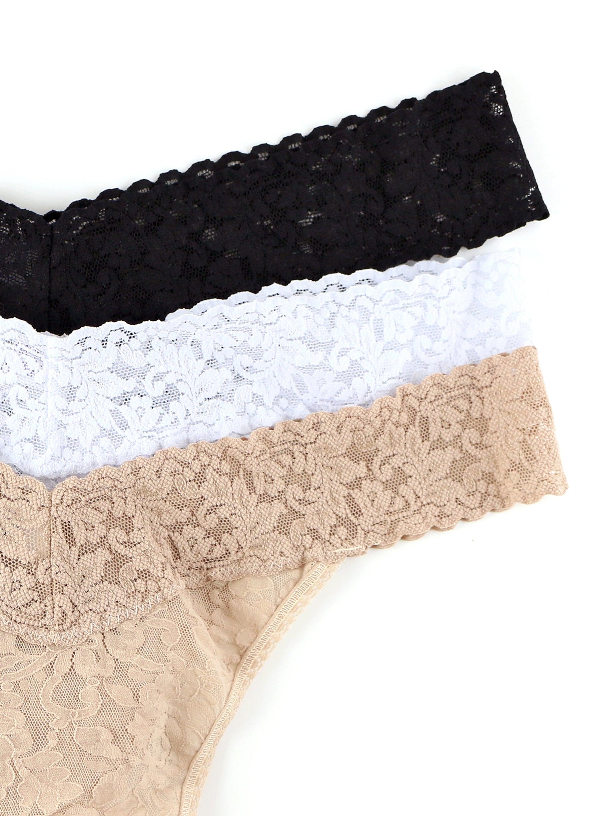 3 Pack Plus Size Original Rise Thongs-BLACK WHITE CHAI-Hanky Panky