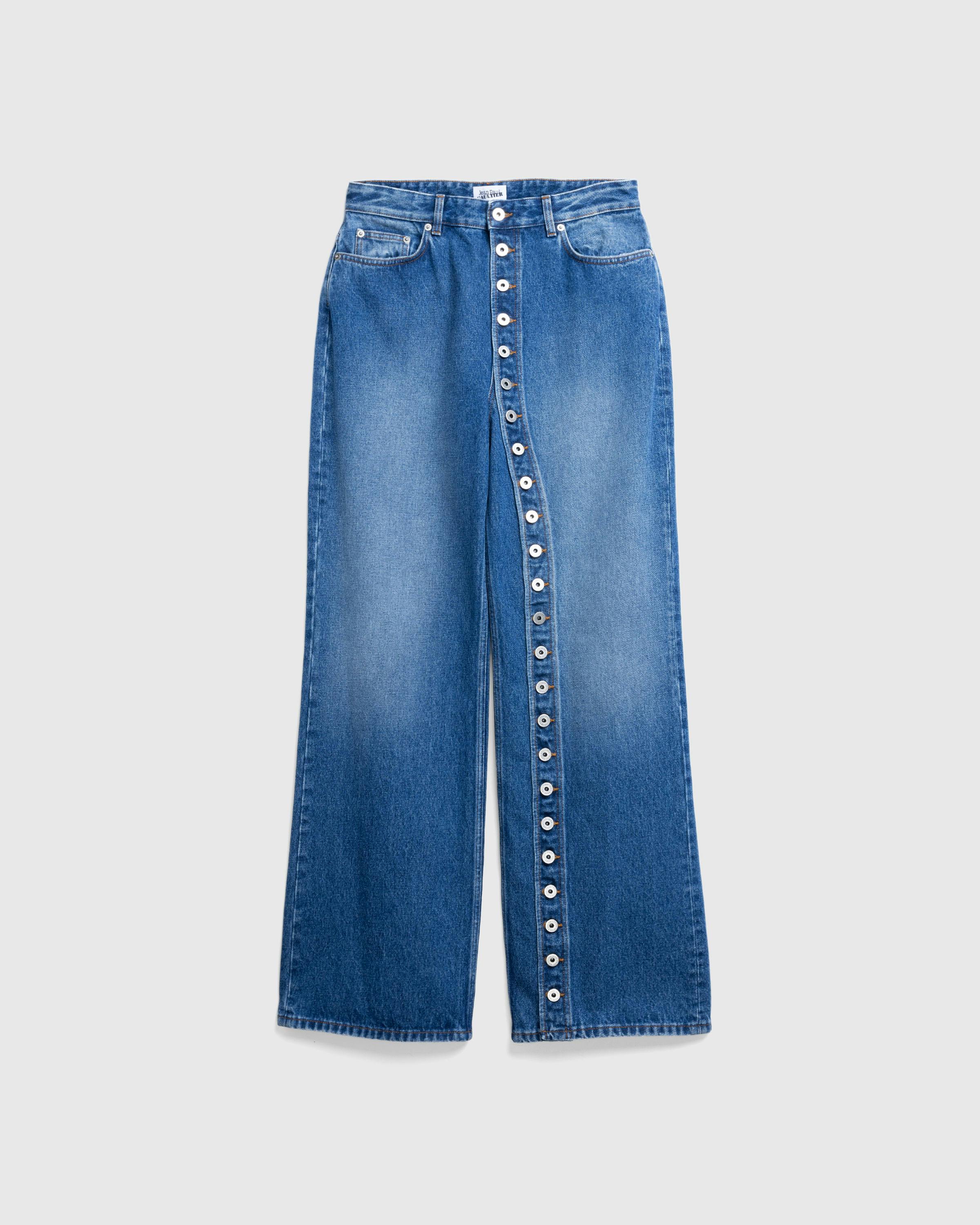 Jean Paul Gaultier – Denim Jean With One Leg Buttons Detail Vintage Blue - Denim - Blue - Image 1