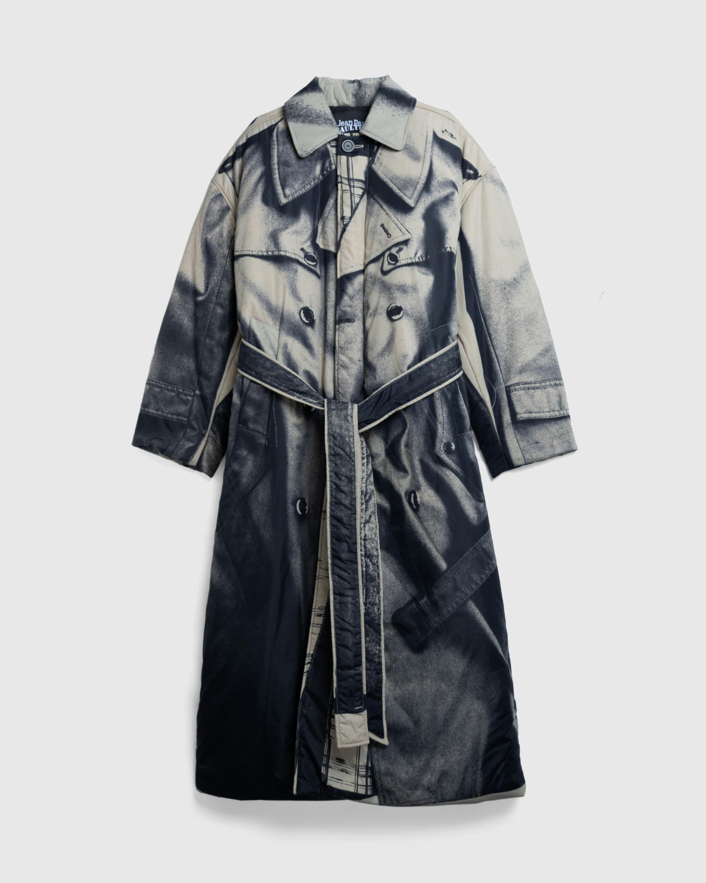 Jean Paul Gaultier – Nylon Padded Trench Printed "Trompe-l'œil Trench" Beige/Black - Trench Coats - Beige - Image 1