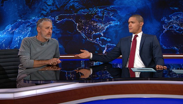 Jon Stewart and Trevor Noah on The Daily Show