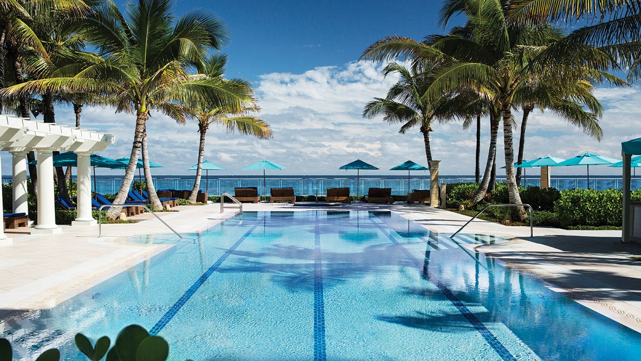 The pool at The Breakers, where rooms through April start at $1,190. Other luxe hotels in Palm Beach include the chic Brazilian Court (with a Café Boulud) and Eau Palm Beach, with its whimsical spa and lanai rooms that open onto the beach.