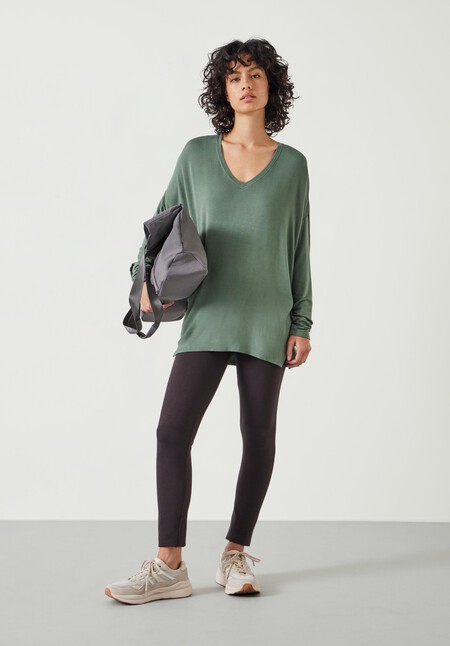 Gillian Wide Jersey V Neck Top