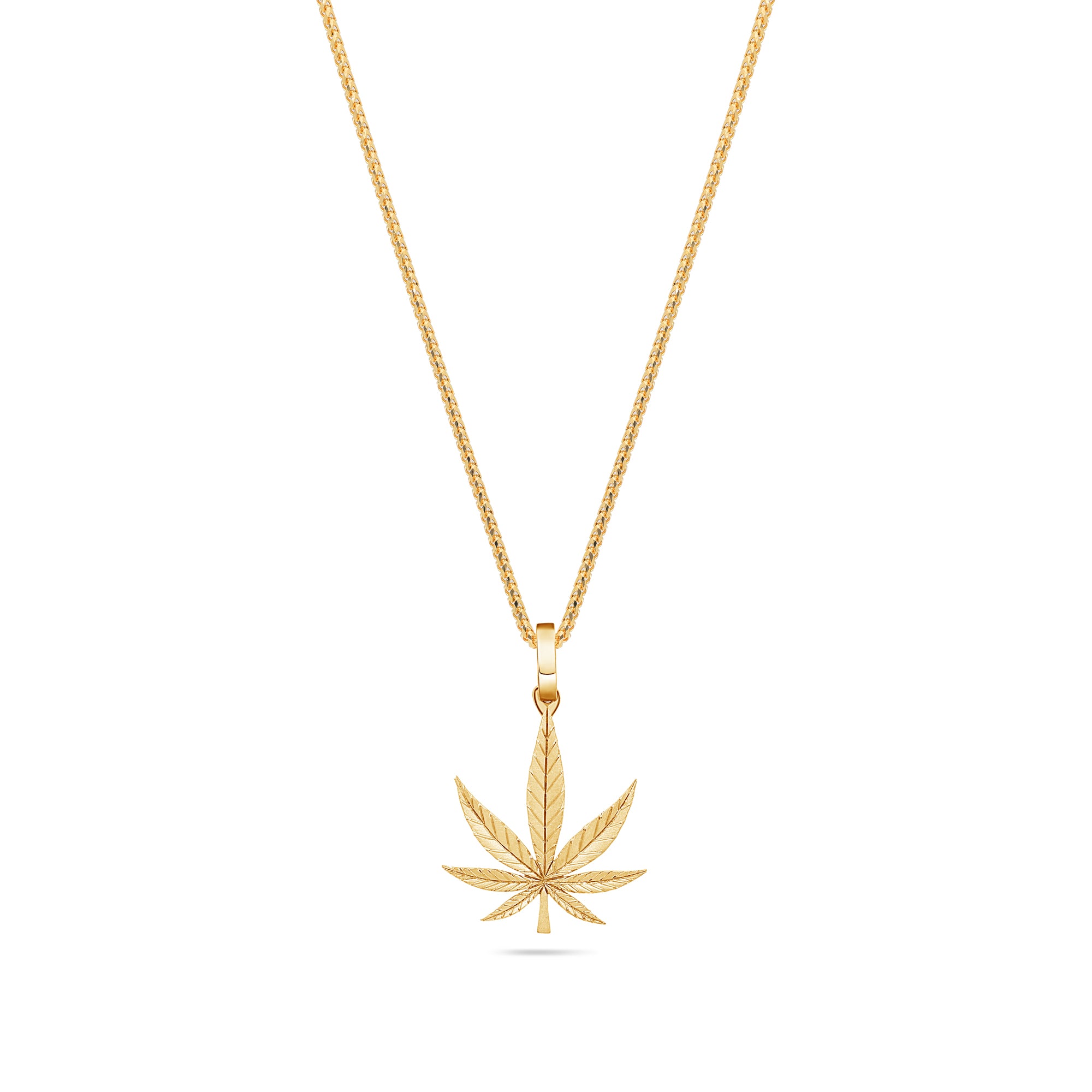 Micro Marijuana Leaf Piece (Solid Gold)