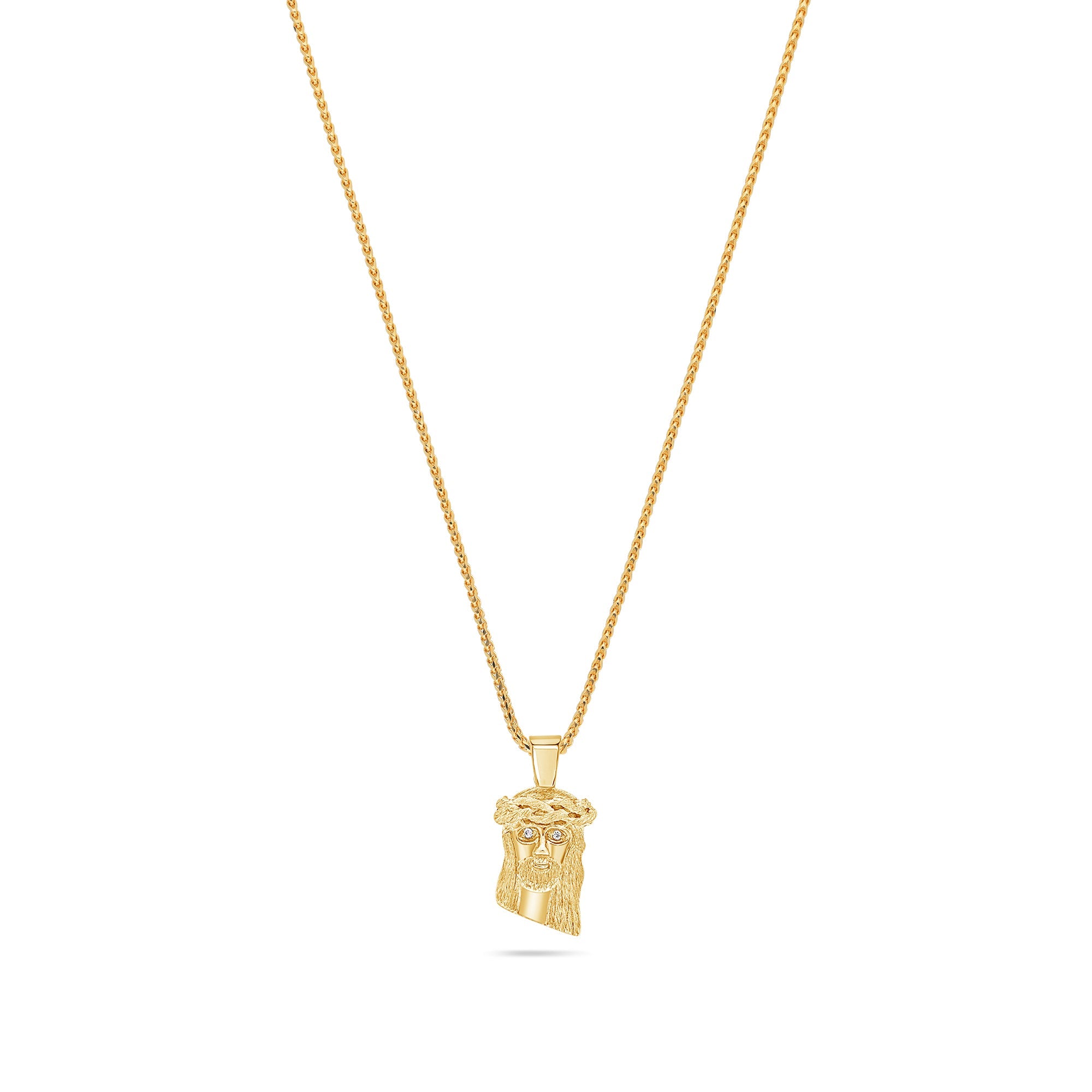 Pico Jesus Piece (Diamond Eyes) (14K YELLOW GOLD) - IF & Co. Custom Jewelers