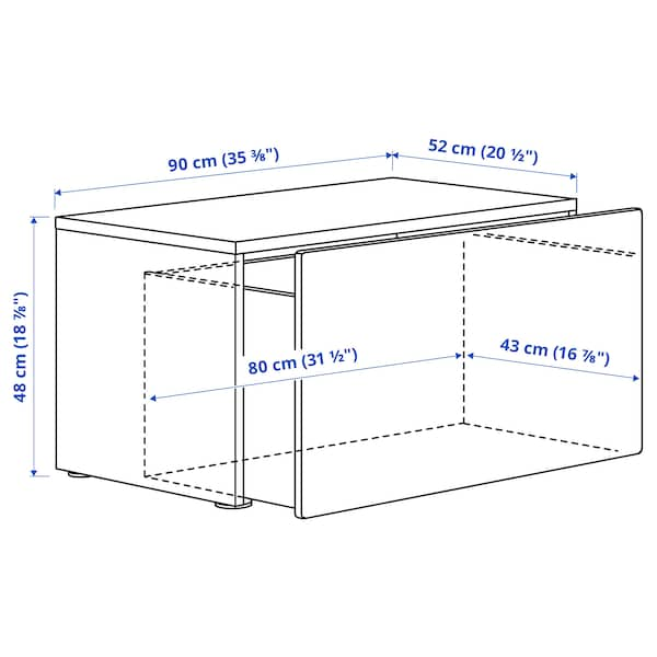 SMÅSTAD Bench with toy storage, white/gray, 35 3/8x20 1/2x18 7/8 "