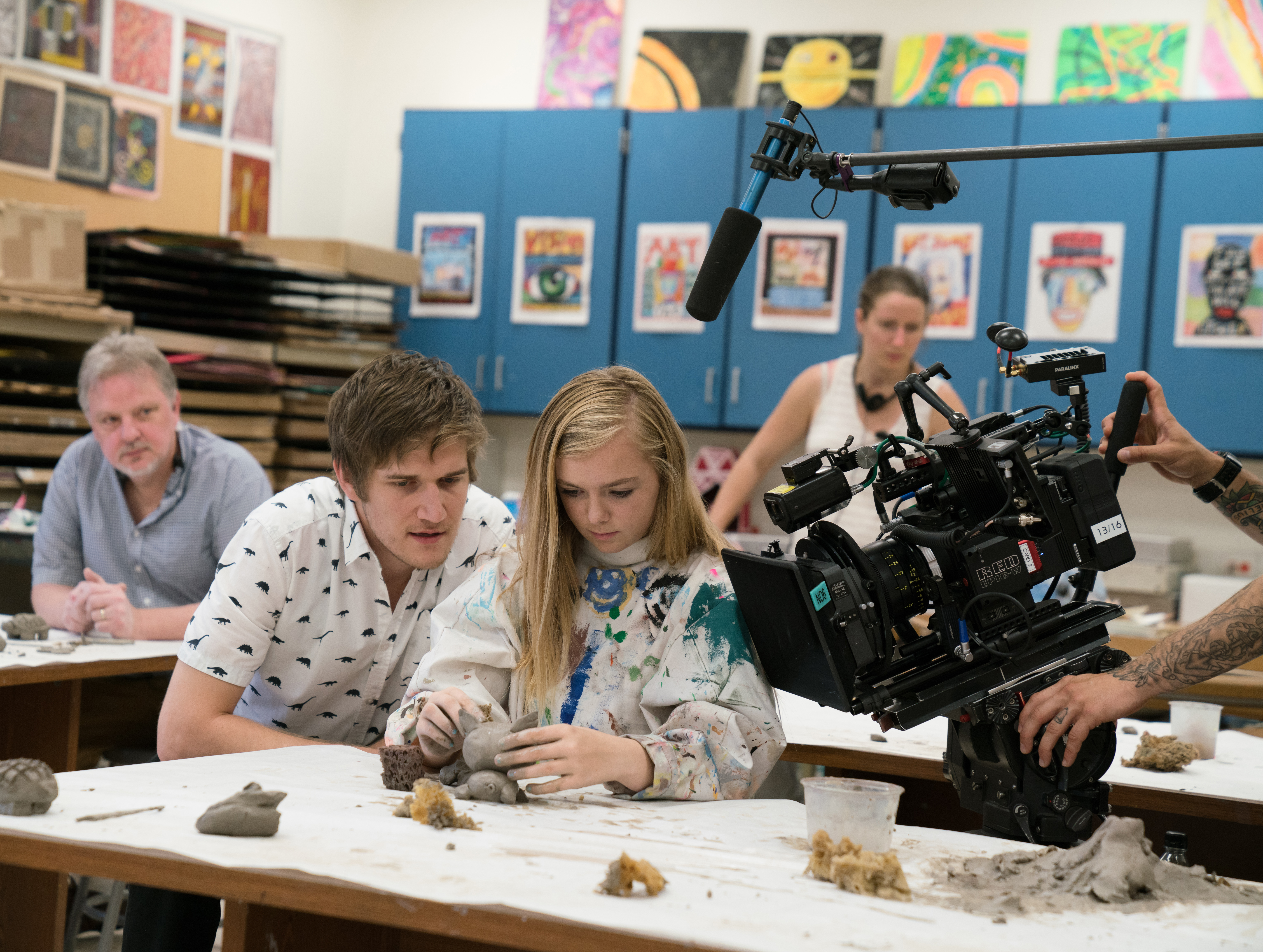 Bo Burnham and Elsie Fisher shooting "Eighth Grade