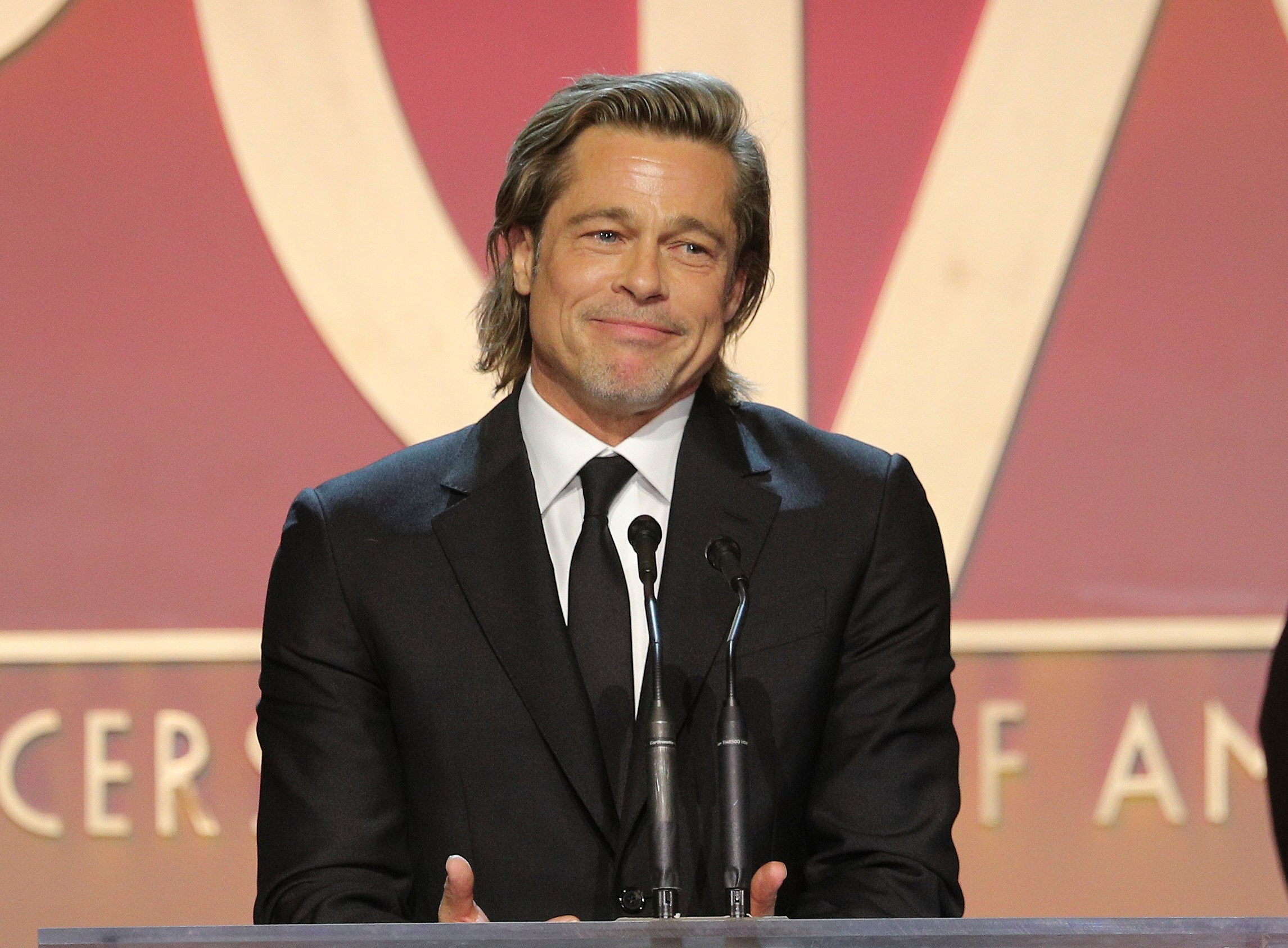 IMAGE DISTRIBUTED FOR PRODUCERS GUILD OF AMERICA - Brad Pitt accepts the David O. Selznick award at the 31st Annual Producers Guild Awards at the Hollywood Palladium on Saturday, January 18, 2020, in Los Angeles. (Photo by John Salangsang/Invision for the Producers Guild of America/AP Images)