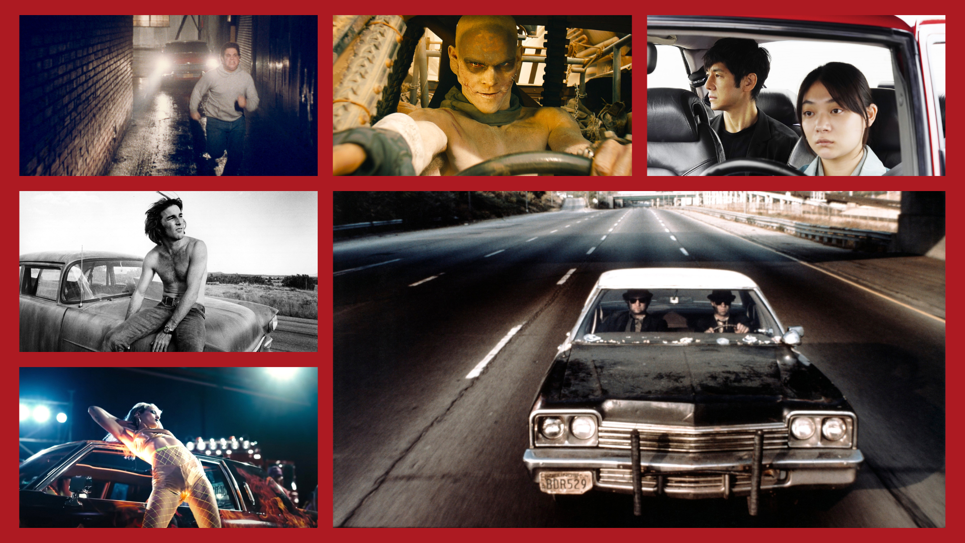 Best Car Movies: "Titane," "Two-Lane Blacktop," "Christine," "Mad Max: Fury Road," "Drive My Car," and "The Blues Brothers"