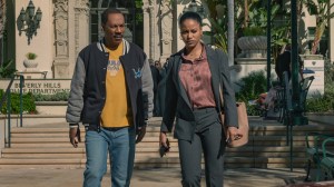 Beverly Hills Cop:  Axel F - (L to R) Eddie Murphy as Axel Foley and Taylour Paige as Jane Saunders in Beverly Hills Cop: Axel F.  Cr. Melinda Sue Gordon/Netflix © 2024.