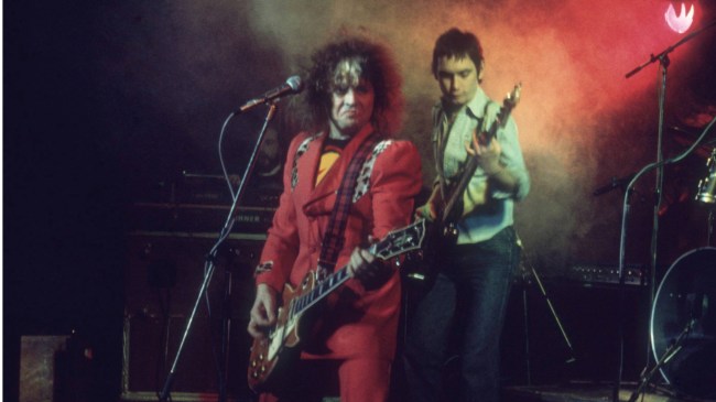 Marc Bolan performing as the frontman for T. Rex