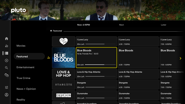 Pluto TV interface