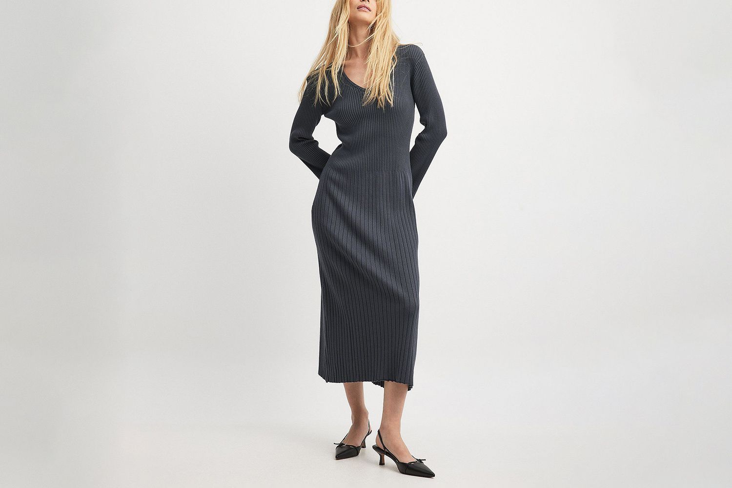 Na-kd Ribbed Knitted Midi Dress