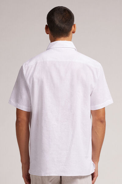 Short-Sleeved Shirt in Cotton and Linen