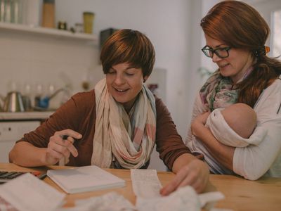 Couple checking finances