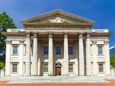 The First Bank of the United States, in Philadelphia, Pennsylvania.