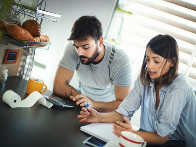 Couple paying bills