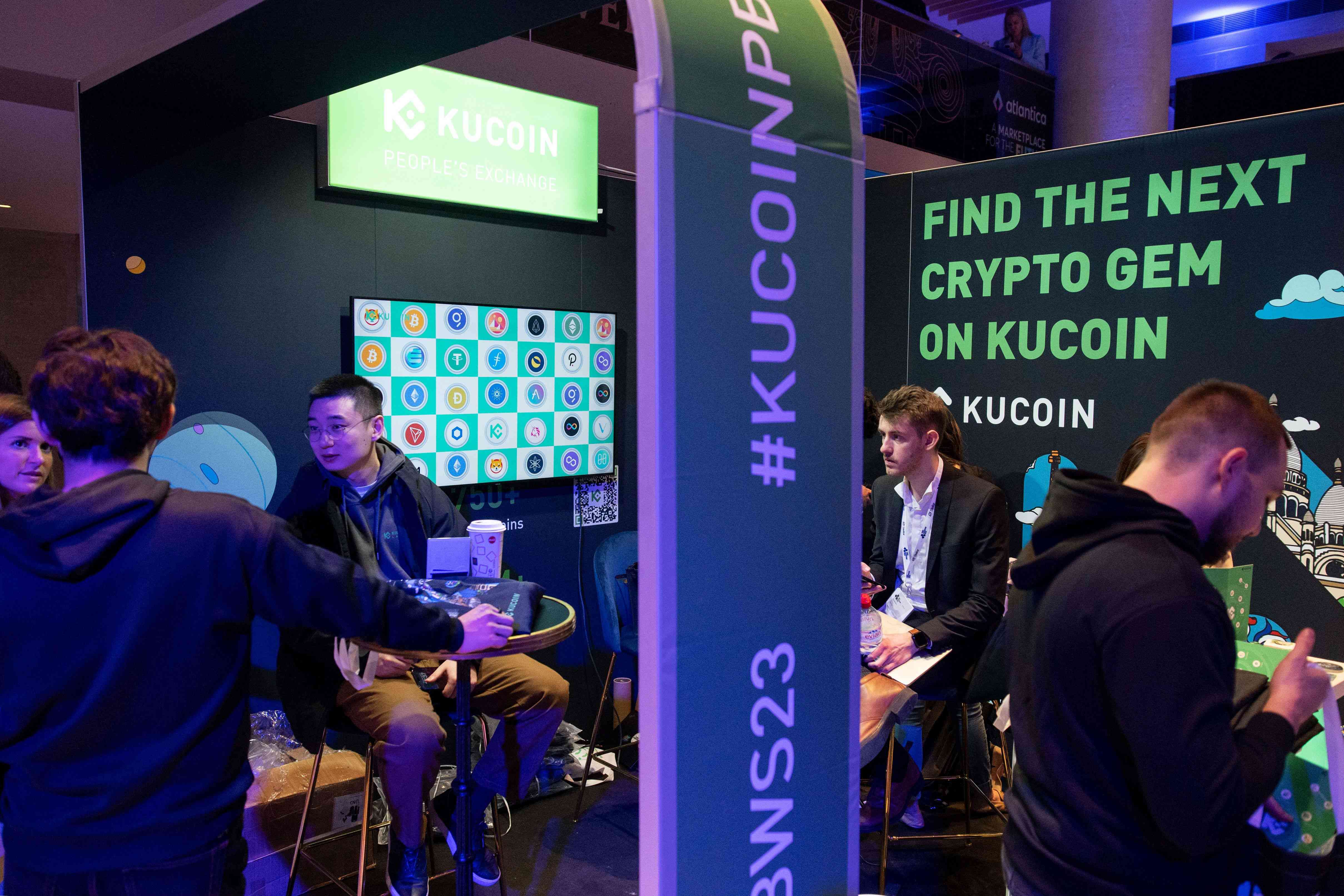 KuCoin booth at Blockchain Week Summit in Paris in March 2023