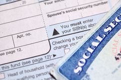 A social security card and tax form.