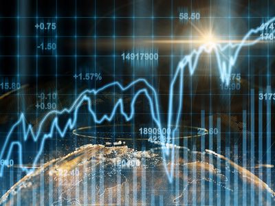 Abstract planet earth particle over the Stock market chart.