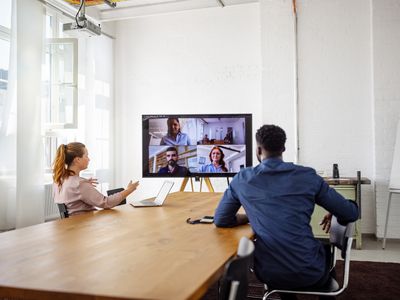 Business people have a video conference in an office