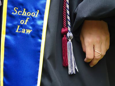 A sash for Commencement, indicating graduation from law school.