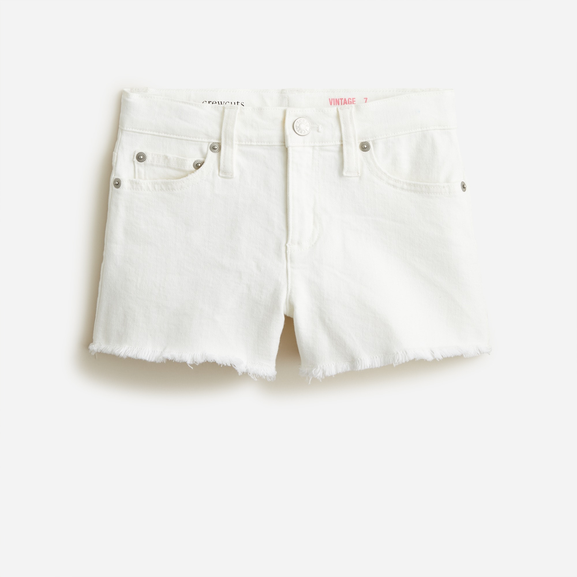 girls Girls&apos; frayed-hem denim short in white