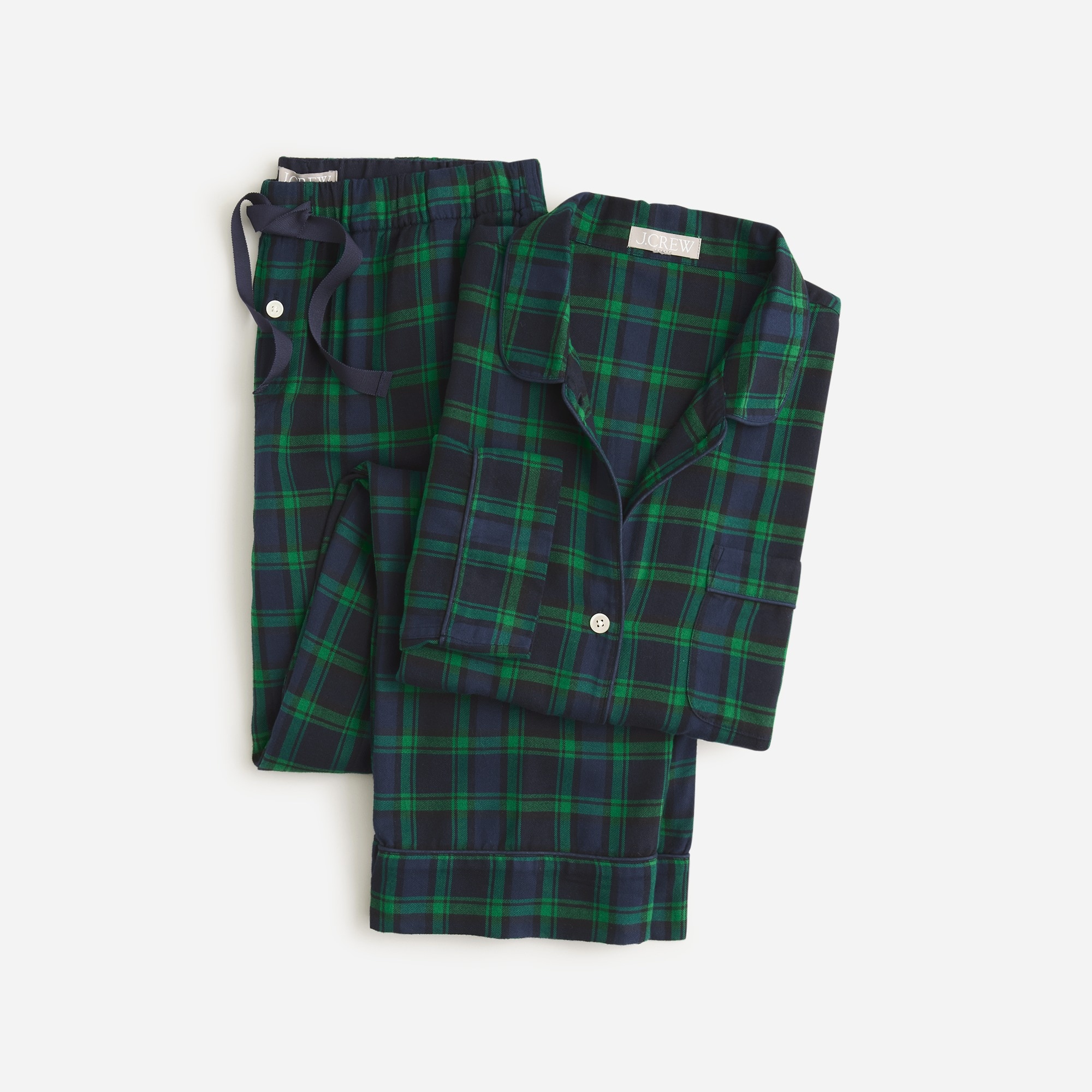  Flannel long-sleeve pajama pant set in Black Watch tartan