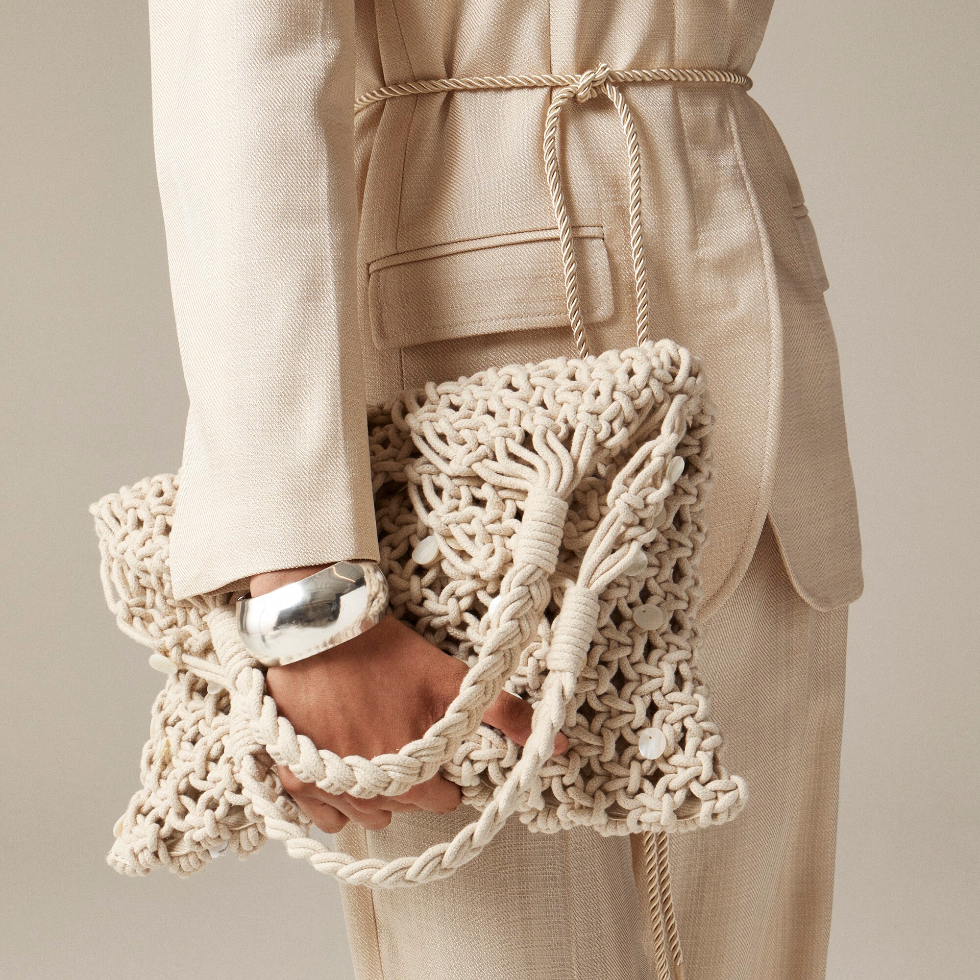 womens Cadiz hand-knotted rope tote with paillettes