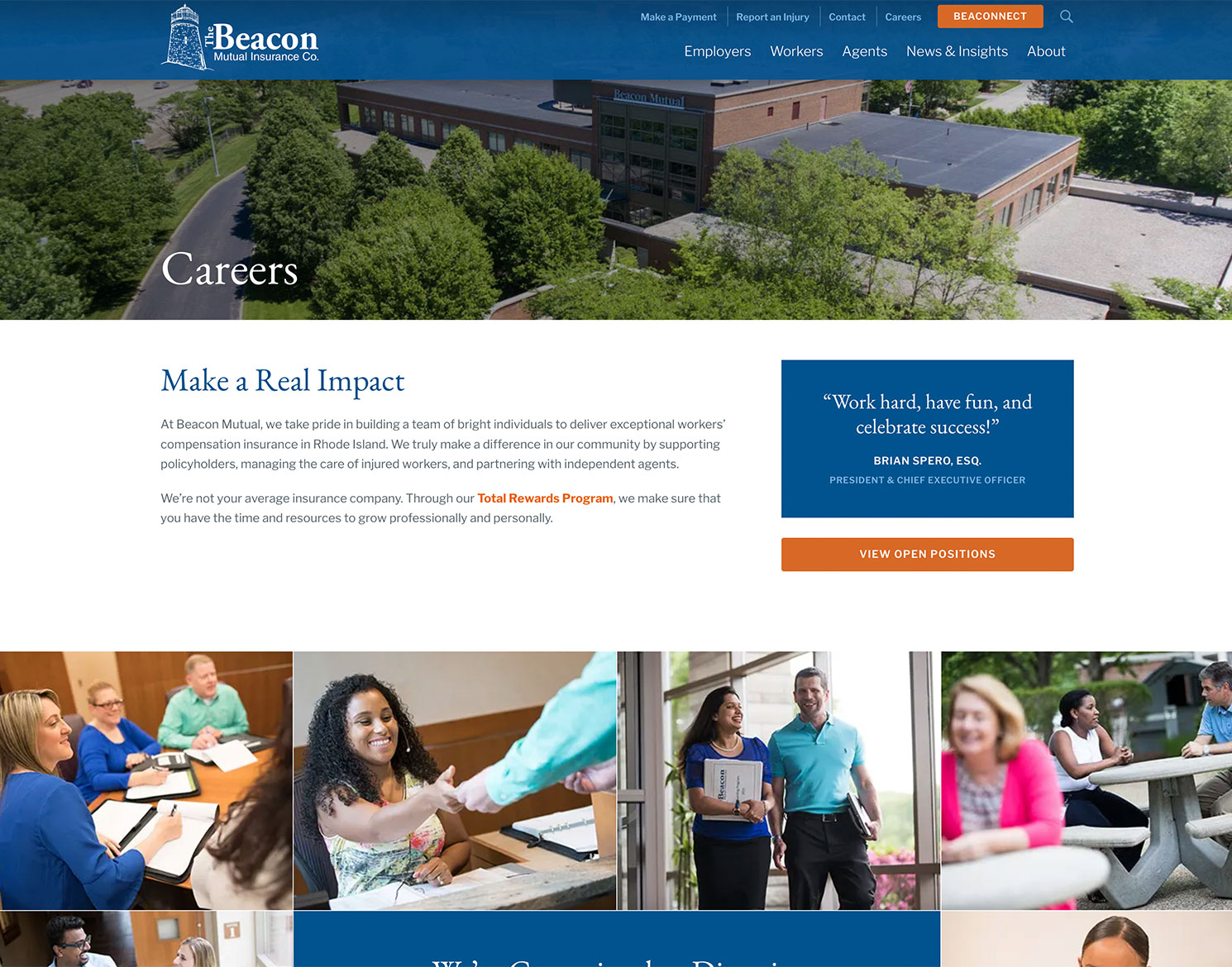 Careers page on the Beacon mutual website