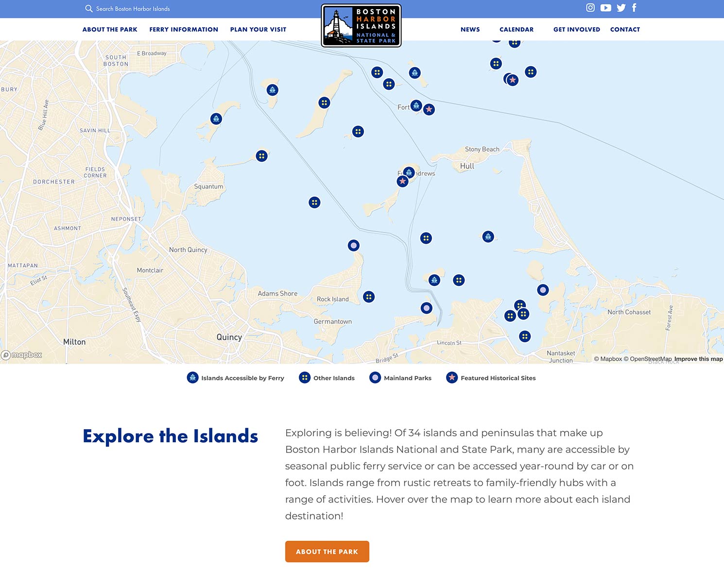 Boston Harbor Islands website design