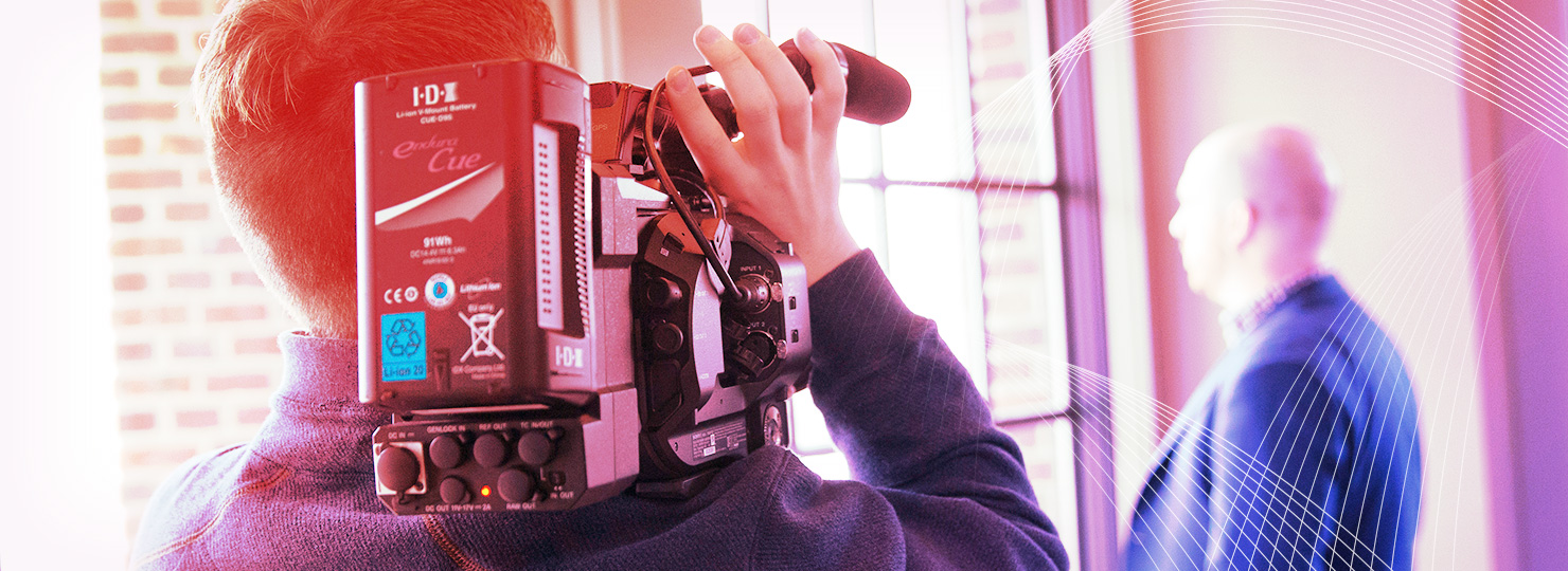 Close up shot of videographer with subject