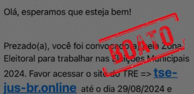 É falso e-mail sobre convocação como mesário que pede atualização de dados