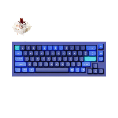 Keychron Q2 QMK VIA custom mechanical keyboard 65 percent layout full aluminum blue frame for Mac Windows iOS RGB backlight with hot swappable Gateron G Pro switch brown