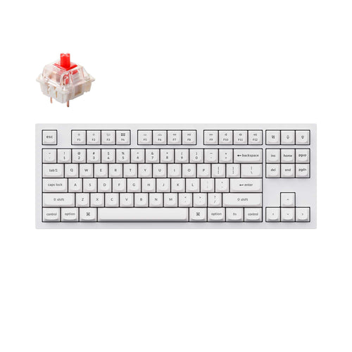 Keychron Q3 QMK VIA custom mechanical keyboard tenkeyless 80 percent layout full aluminum white frame for Mac Windows iOS RGB backlight with hot swappable Gateron G Pro switch red