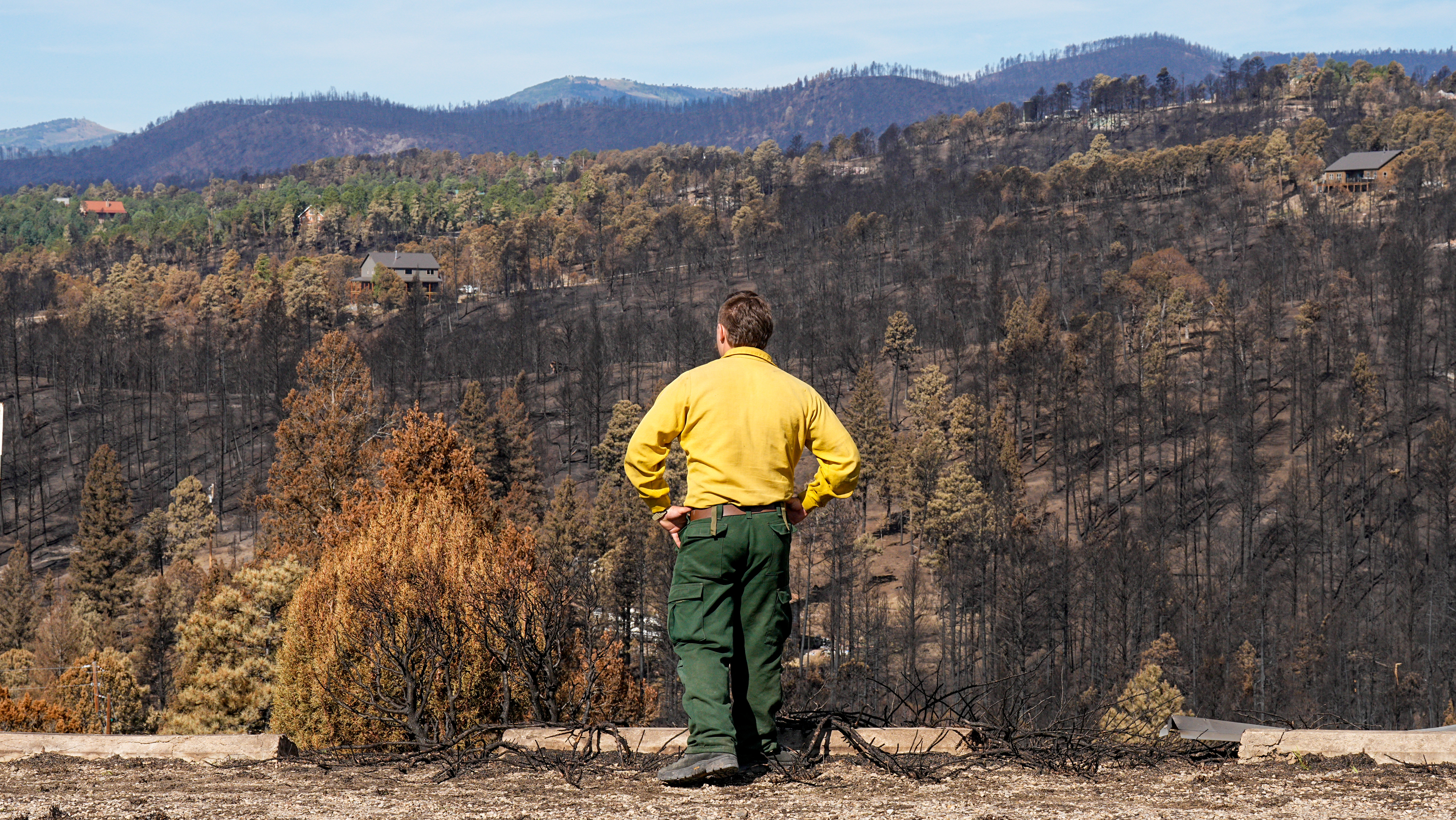 Firefighter overlooks burn area of the South Fork Fire_6-24-24_Courtesy of the Lincoln County Office of Emergency Services