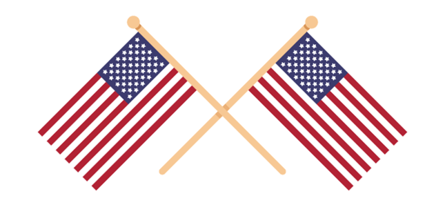 An illustration of two American flags.