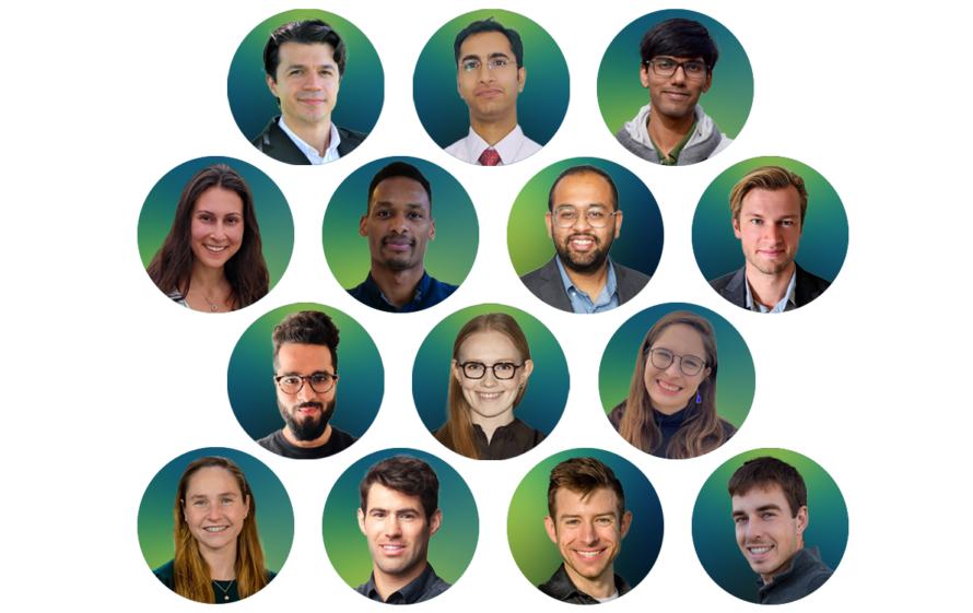 2024 Cyclotron Road fellows: (top row) Mert Akin, Rakki Chandran, Rushin Contractor; (second row) Gabriella Dweck, Nosa Edoimioya, Advait Holkar, Nikita Khlystov; (third row) Hitesh Manglani, Pauliina Meskanen, Carla Pinzon; (fourth row) Kelly Redmond, Nicholas Sarai, John Slack, Nate Weger.