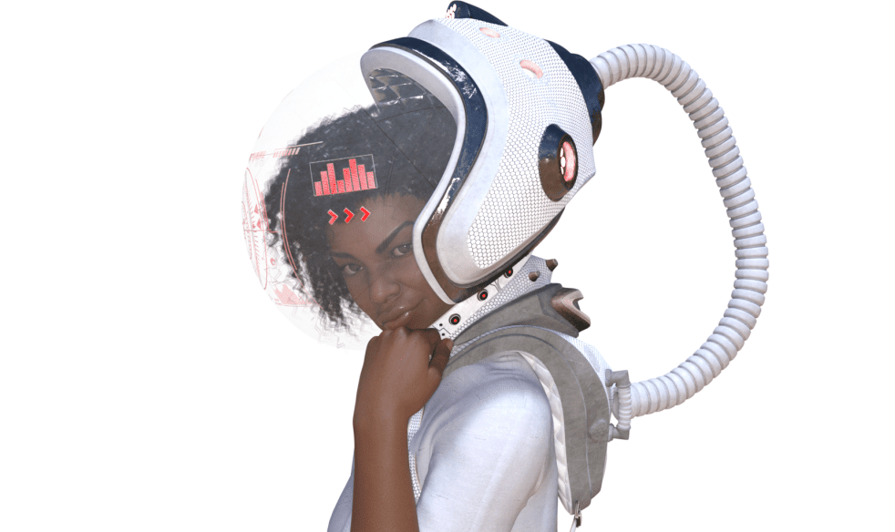 3D model of a woman in a space suit