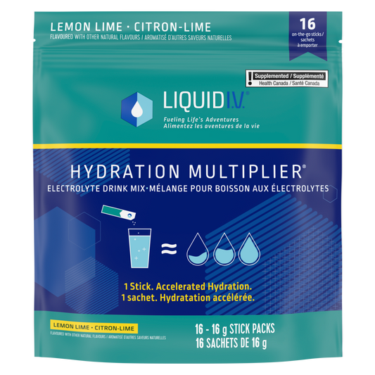 Liquid I.V. Hydration Multiplier Lemon Lime front packshot - 16 stick packs