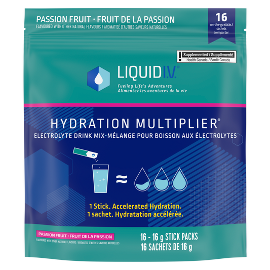 Liquid I.V. Hydration Multiplier Passion Fruit front packshot - 16 stick packs